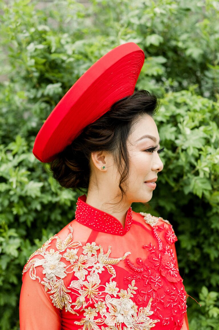 Wedding updo traditional headpiece