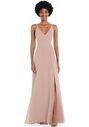 Dessy Group Faux Wrap Criss Cross Back Maxi Dress with Adjustable Straps - 1557 V-Neck Bridesmaid Dress - thumbnail - 1