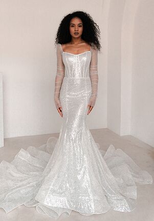 Olivia Bottega Glitter Wedding Dress Addison with Long Sleeves Mermaid Wedding Dress