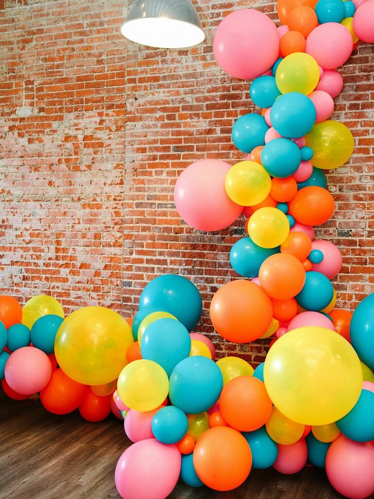 Whimsical balloon arch for your maximalist wedding