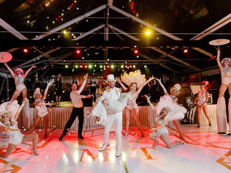Las Vegas-inspired entertainers at wedding reception