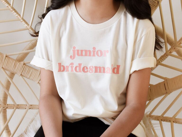 Pink and sand Junior Bridesmaid T-shirt junior bridesmaid gift