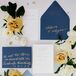 Navy-and-Gold Invitations for Wedding at The Ivory Oak in Wimberley, Texas