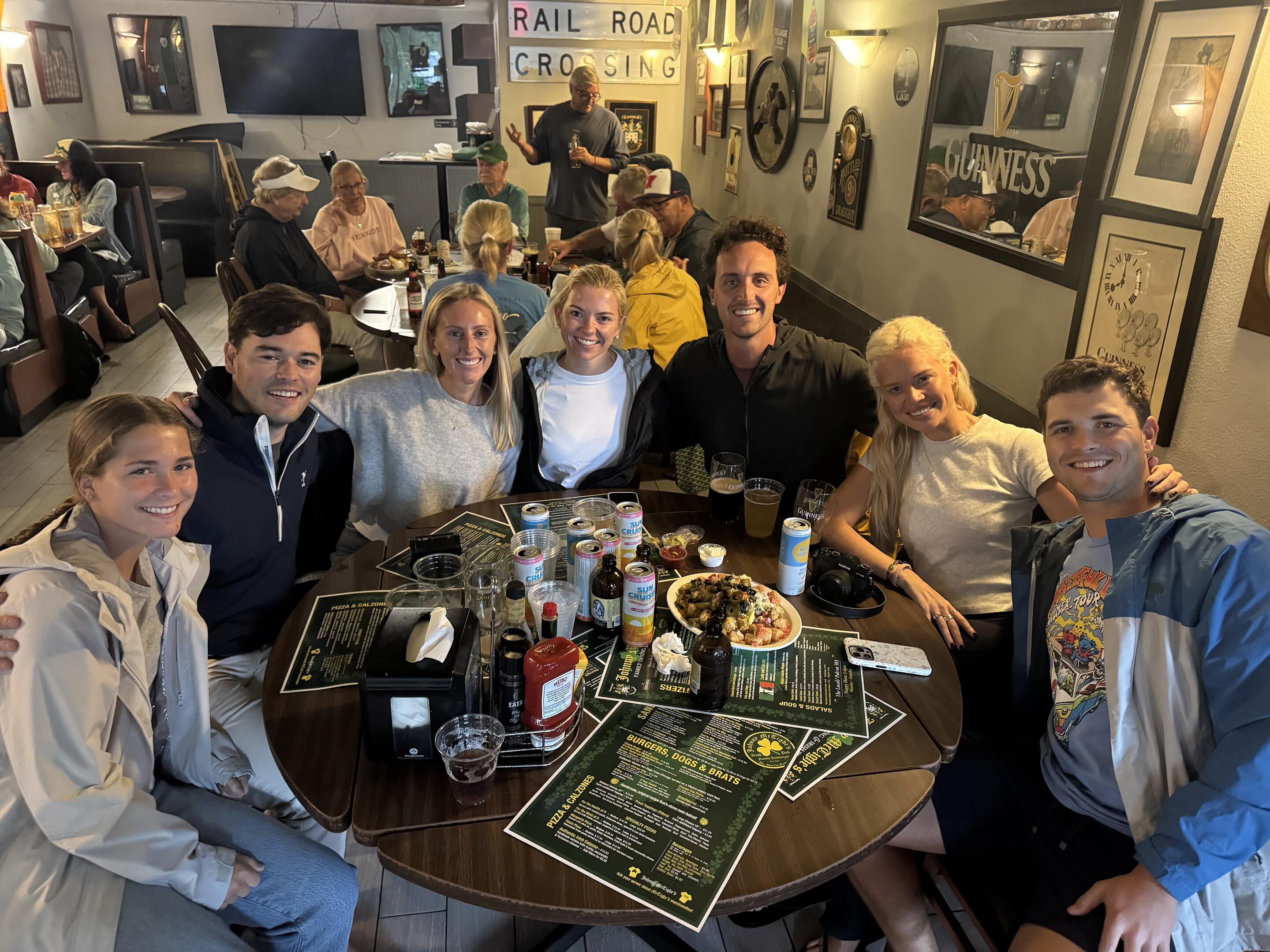Hurricane party crew!  With nearly everything on 30A closed in preparation for the storm, we found ourselves at one of the last places open (and the brother of the bride's fav dive bar), Johnny McTighe's Irish pub! Making the best of a very unexpected wedding weekend. 