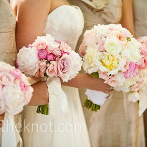 Pink and White Bridesmaid Bouquets