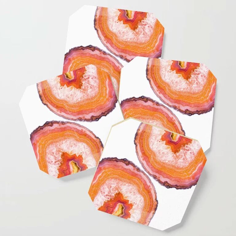 Carnelian print coasters 17-year anniversary stone gift