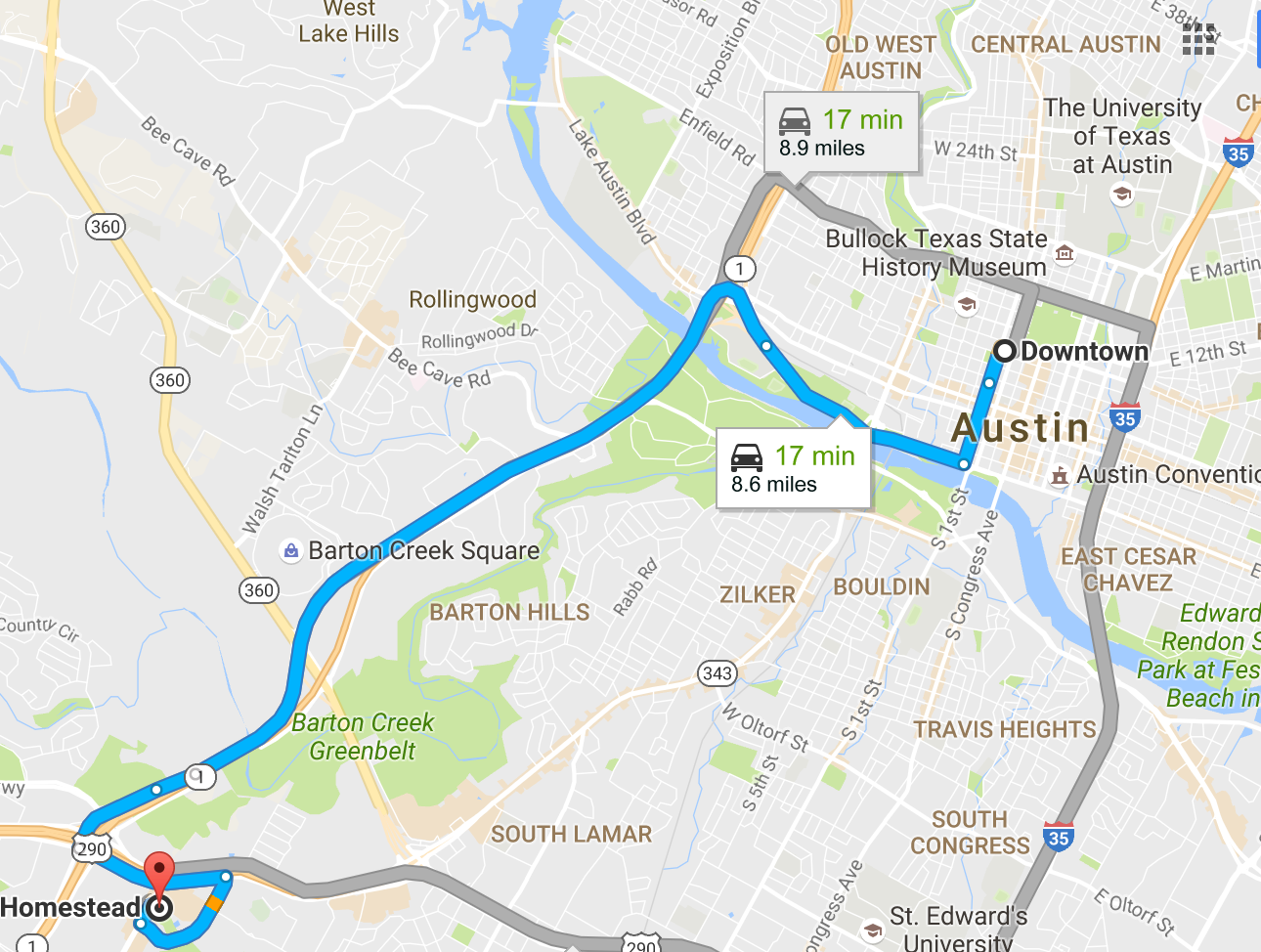 Picture of Directions to Wedding Venue from Downtown Austin