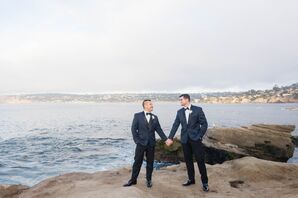 Matching Midnight-Blue and Black Tuxedos