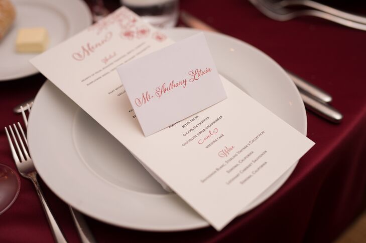 Red Table Linens With White Dinnerware