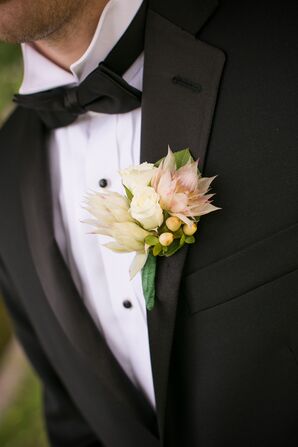 Pink Protea and Hypericum Berry Boutonniere