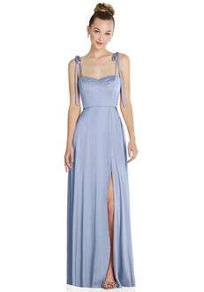 Dessy Group Tie Shoulder A-Line Maxi Dress with Pockets - TH099 Sweetheart Bridesmaid Dress
