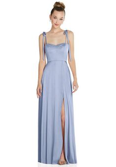 Dessy Group Tie Shoulder A-Line Maxi Dress with Pockets - TH099 Sweetheart Bridesmaid Dress