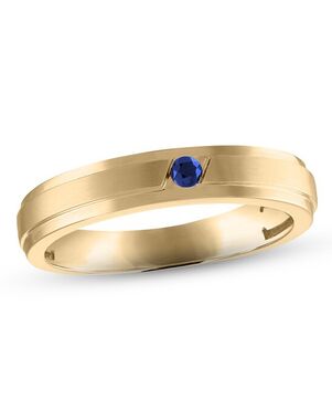 Kay Jewelers Men's Blue Sapphire Wedding Band 10K Yellow Gold Gold Wedding Ring