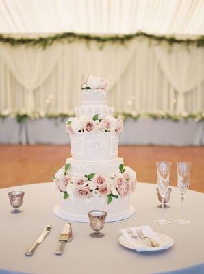 Blush Buttercream Cake with Whimsical White Piping