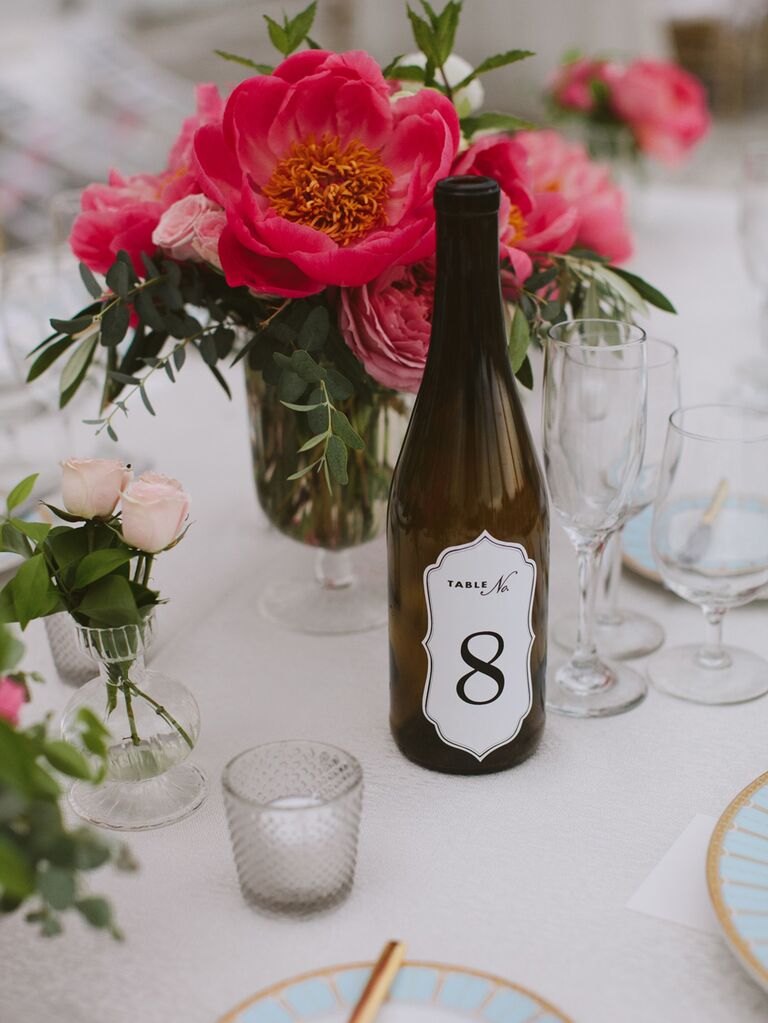 Wine bottle wedding table number