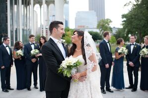 Black Groom Suit and White Bridal Gown