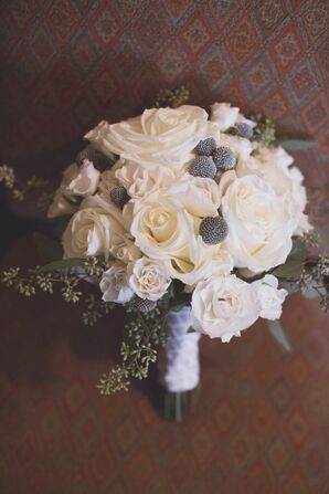 Ivory Rose and Silver Brunia Bouquet