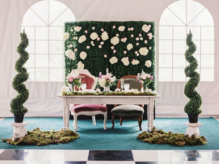 Fairytale-themed wedding sweetheart table 