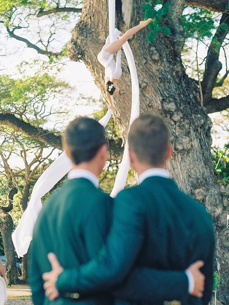 Aerial Silk Performance for modern wedding entertainment