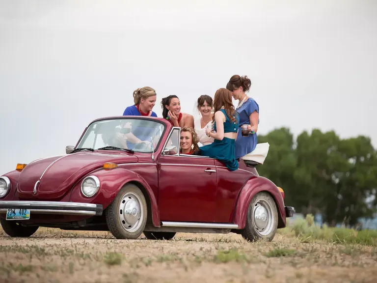 Old School Volkswagen Convertible Transportation to Wedding