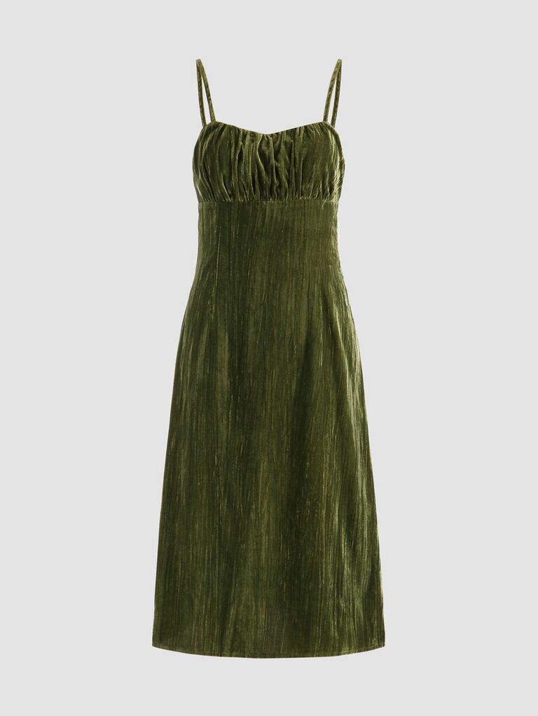 Cider elegant velvet wedding guest cocktail dress