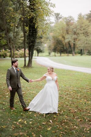 Bride and Groom at Fall Wedding
