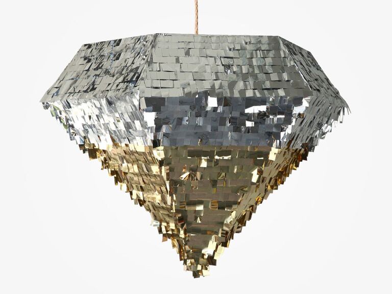Diamond-shaped pinata for a bridal shower or bachelorette party
