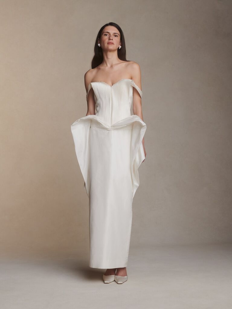 Avant-garde strapless wedding dress by Danielle Frankel. 