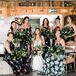 Floral-Print Bridesmaid Dresses and Tropical Bouquets