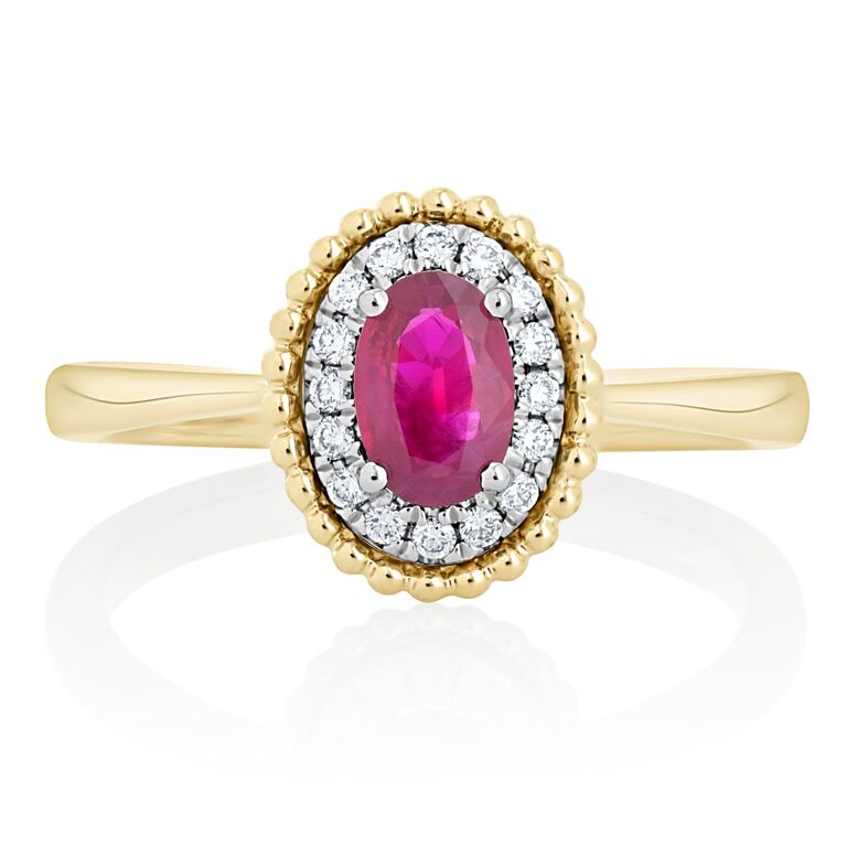 Nicole Rose Jewelry Ruby and Diamond Oval Engagement Ring 