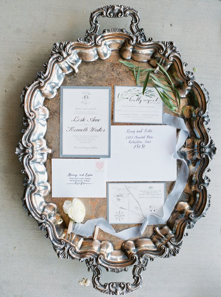 Soft Blue Invitation Suite with Watercolor Illustration and Map