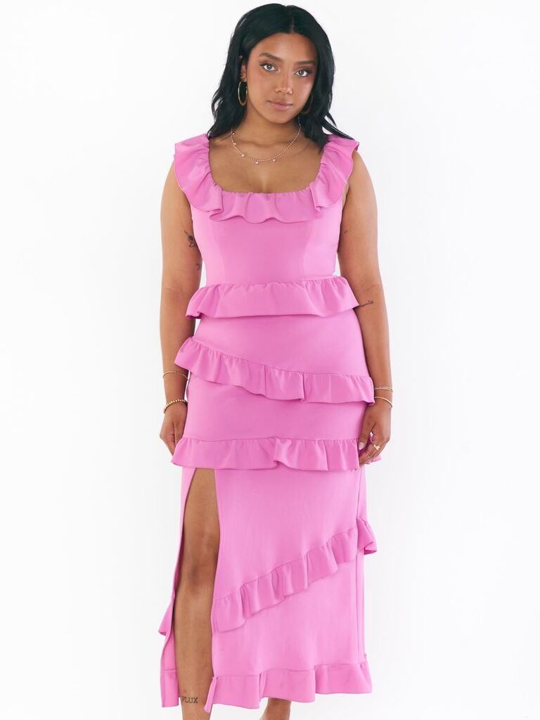 Pink wedding guest cocktail dress from Show Me Your Mumu