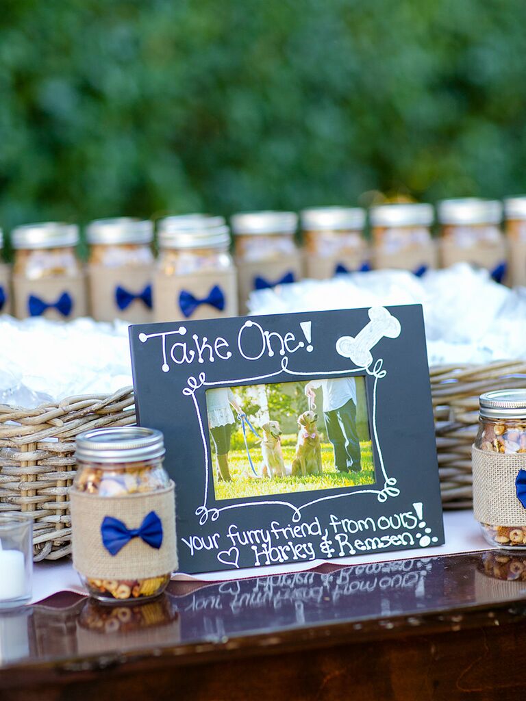 DIY Chex Mix wedding favors and dog treats
