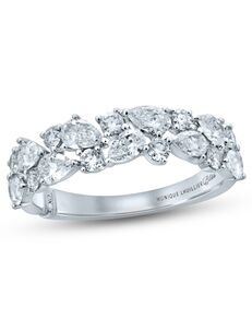 Kay Jewelers Monique Lhuillier Bliss Diamond Wedding Band 1-1/4 ct tw Pear & Round-cut 18K White Gold White Gold Wedding Ring