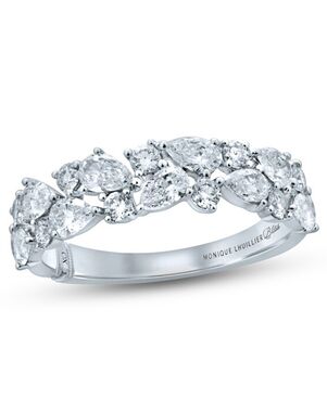 Kay Jewelers Monique Lhuillier Bliss Diamond Wedding Band 1-1/4 ct tw Pear & Round-cut 18K White Gold White Gold Wedding Ring