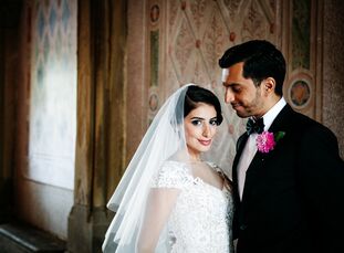 Mneera (28) and Abdulla's (27 and a Columbia Business School student) whimsical wedding was inspired by Alice in Wonderland. "I love all the Disney fa