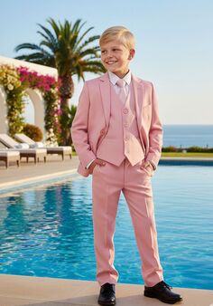BLACKTIE "Liam" Blush Suit (5-Piece Set) Flower Girl Dress and Ring Bearer Outfit