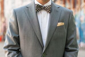 Gray Suit with Polka Dot Bow Tie