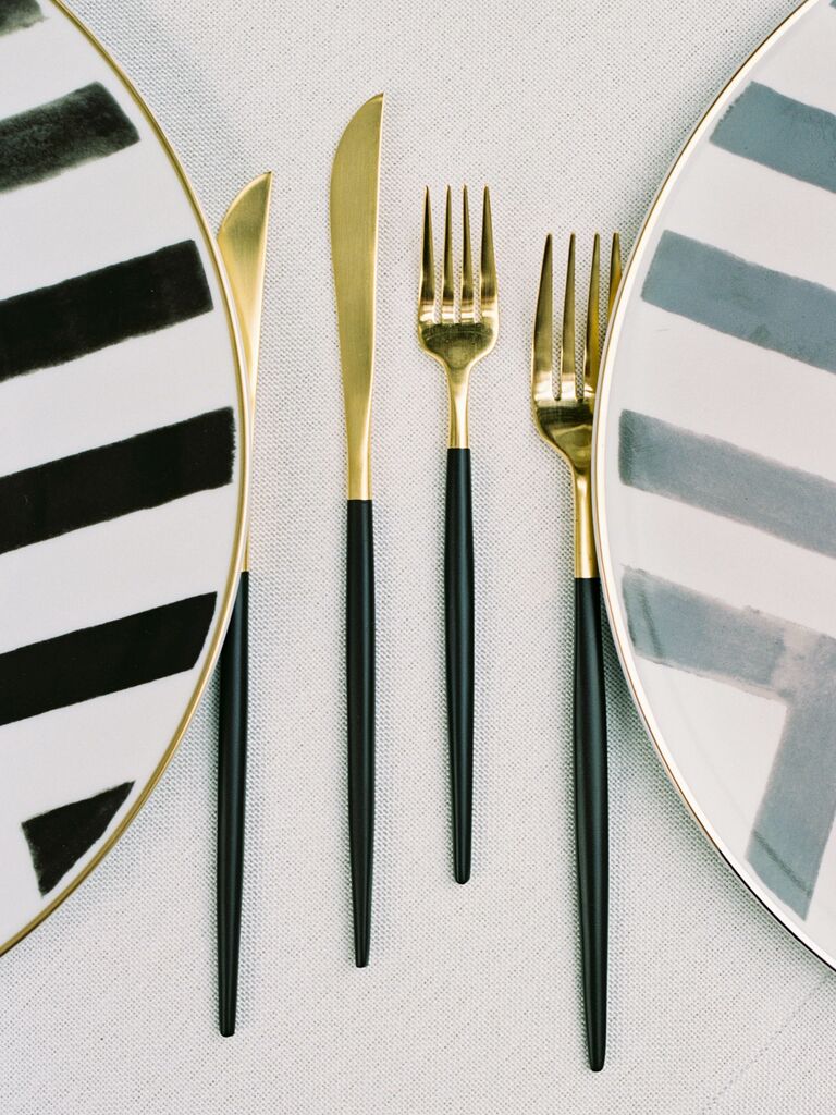 Striped place settings for your maximalist wedding