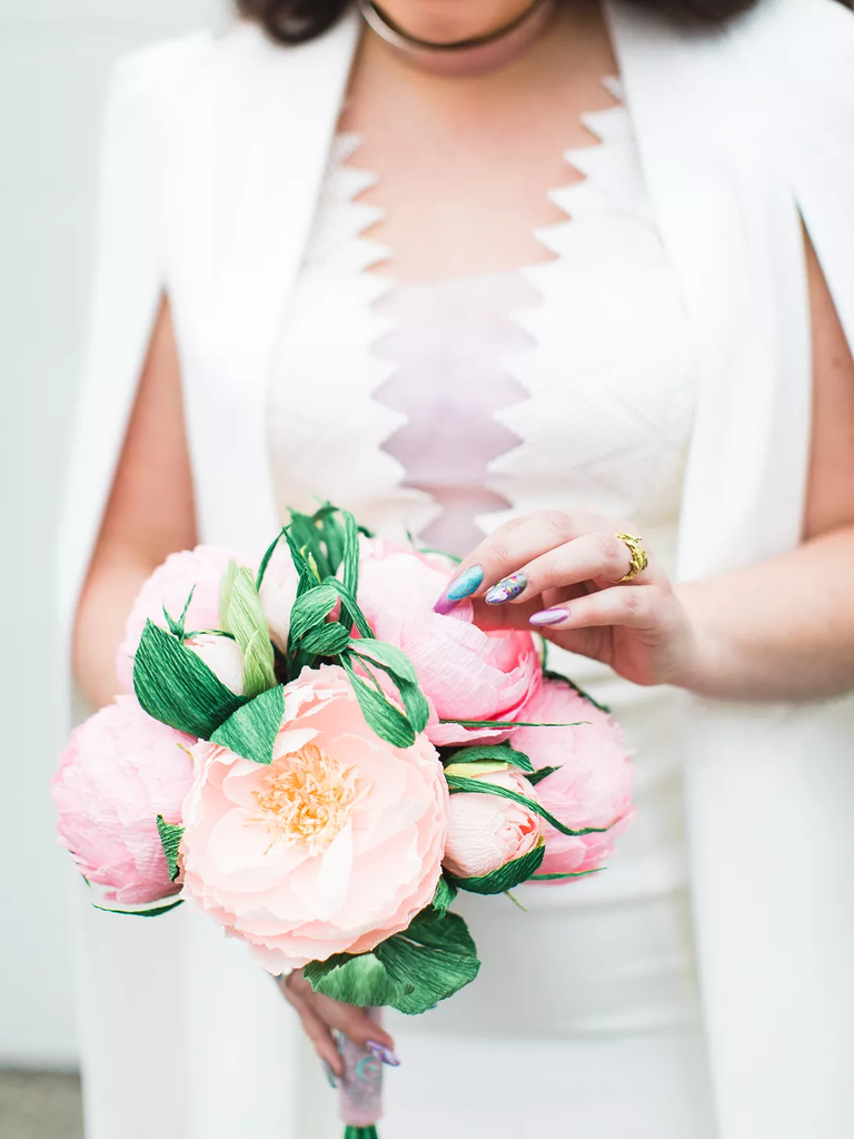 Crepe Paper Peony Bouquet in pale pink