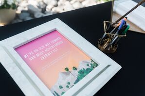 Modern Guest Book with Graphic Desert Illustration