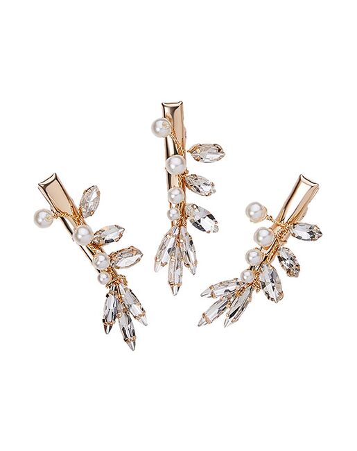 AW Bridal AW BRIDAL Wedding Hair Clip Rhinestone Bridal Hair Pieces Hair Combs for Women Pearl Wedding Hair Barrettes Wedding Hair Accessories for Brides 3pcs (Gold) Gold Pins, Combs + Clip - 3