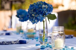DIY Blue Hydrangea Centerpieces
