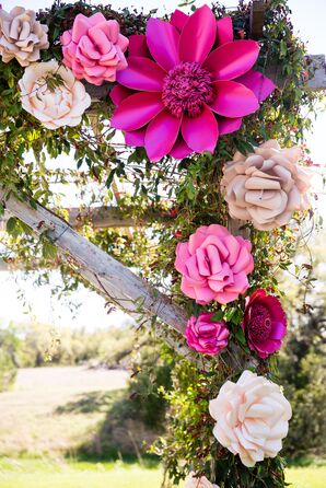 Fuchsia and Pink Paper Flower Mandap