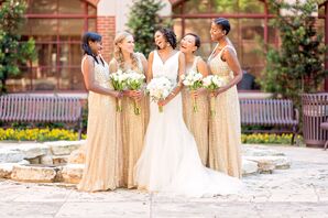 David's Bridal Wedding Dress With Crumb-Catcher Neckline