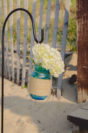 Mason Jar and Hydrangea Ceremony Aisle Decorations