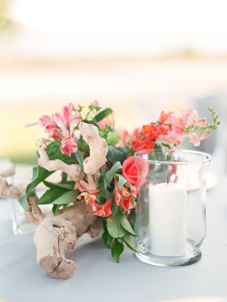 A lovely driftwood floral centerpiece.