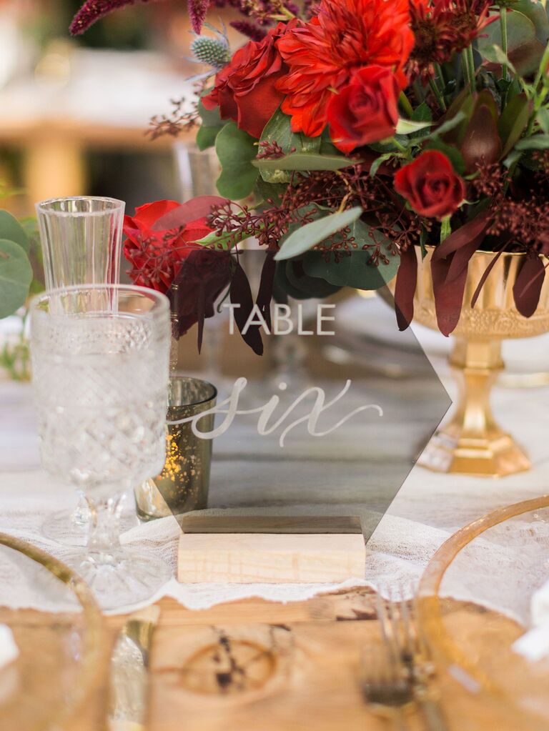 Acrylic geometric wedding table number
