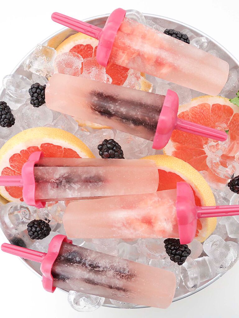 Frozen rosé popsicles with grapefruit and blackberries