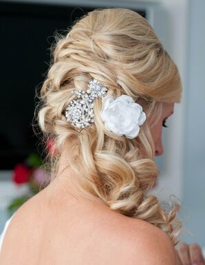 Crystal and Fabric Flowers Bridal Hair Accessories
